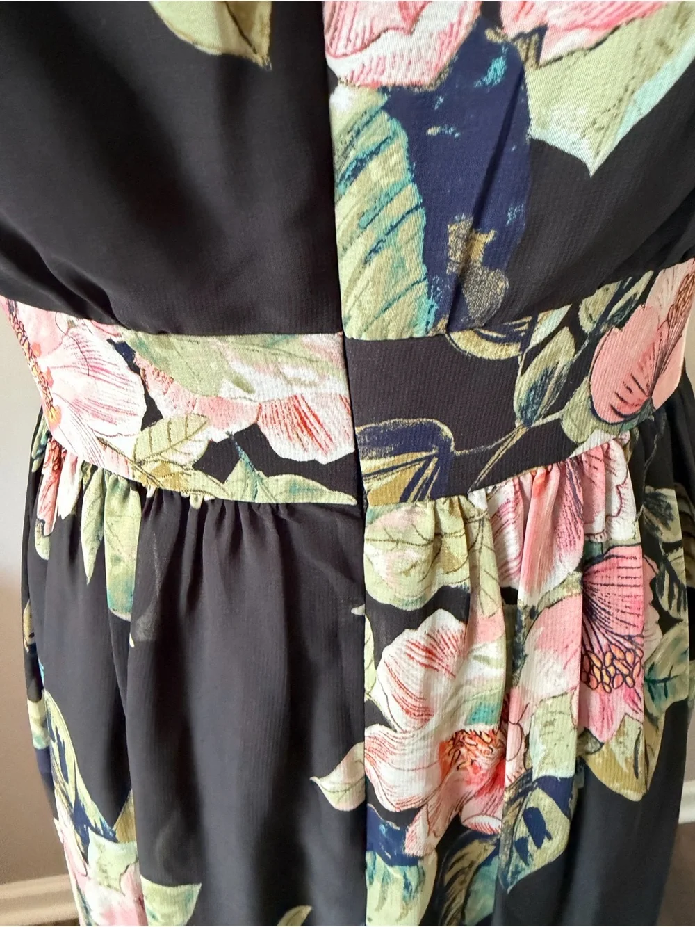 INC International Concepts Floral Halter Maxi Dress Black Pink Floral Size 10
